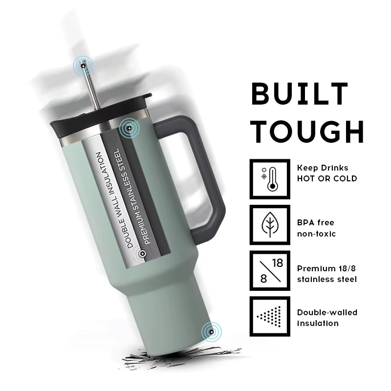 40oz Stainless Steel Tumbler with Handle